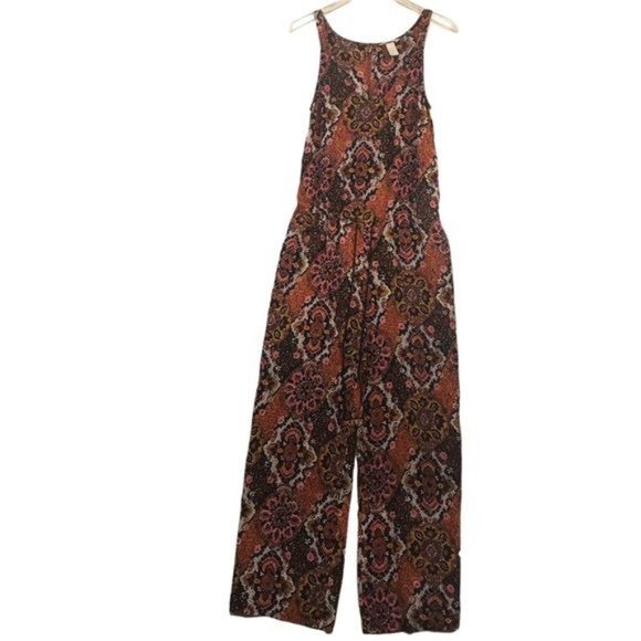 H&M Abstract Floral Mix Print Boho Jumpsuit Size 6 - Picture 5 of 10